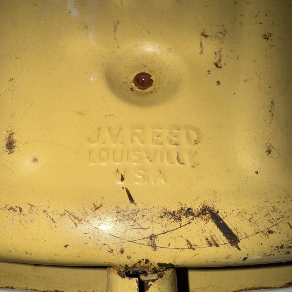 Vintage JV Reed Metal Dust Pan M. Taber Dutch Amish Folk Design Kitchen Art Prop